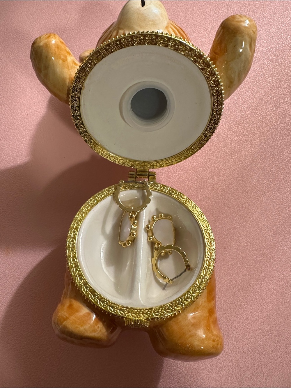Tory Burch Gold Heart Drop Earrings with Mother-of-Pearl Inlay - Picture 3 of 3